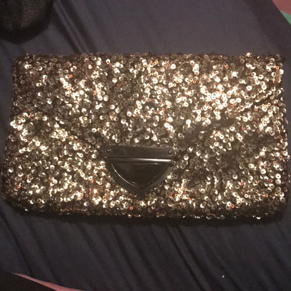 Large Gold Sequined Clutch